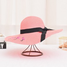 Mujer&apos;s flamingo Summer Sun Hats Foldable Wide Brim Paper Straw Caps Beach Hat  eb-55265348